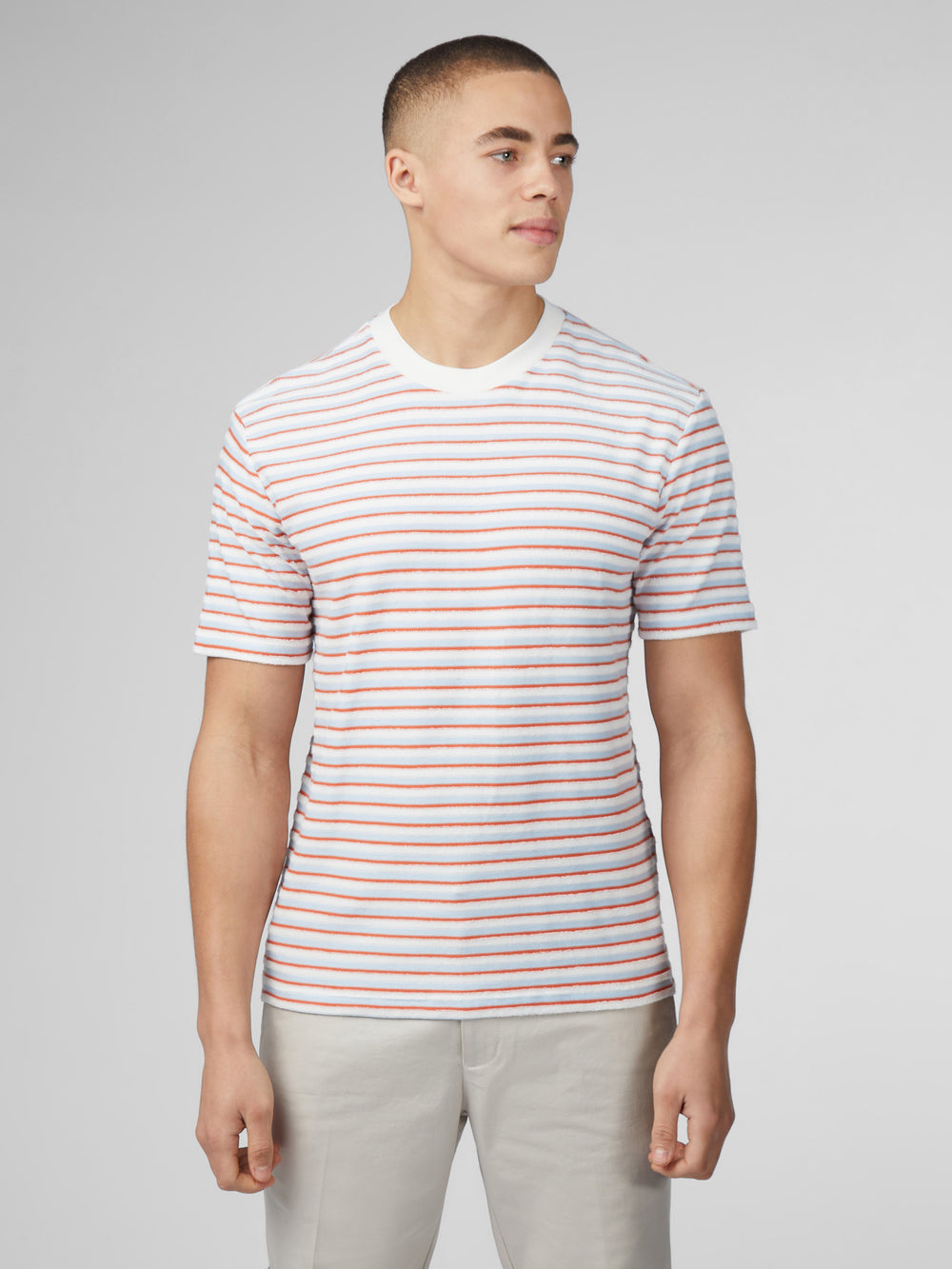 Camiseta Ben Sherman Signature Loopback Stripe Azuis | 65HYMUNKO