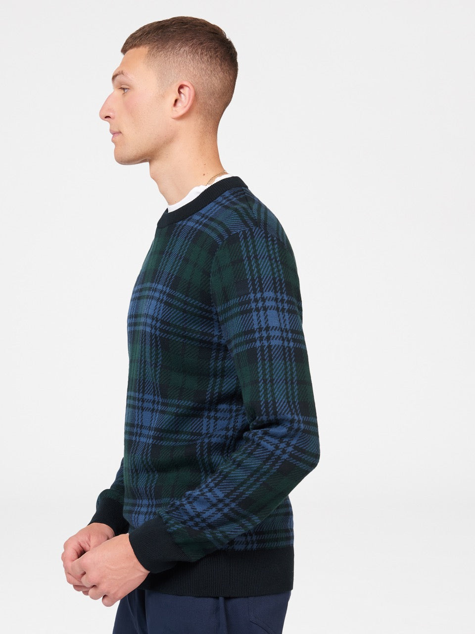 Knitwear Ben Sherman Blackwatch Check Crewneck Pretas | 28WCXQDNB