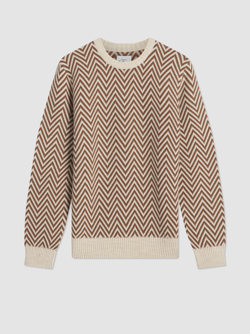 Knitwear Ben Sherman Chevron Jacquard Crewneck Branco | 03PCIJXWN