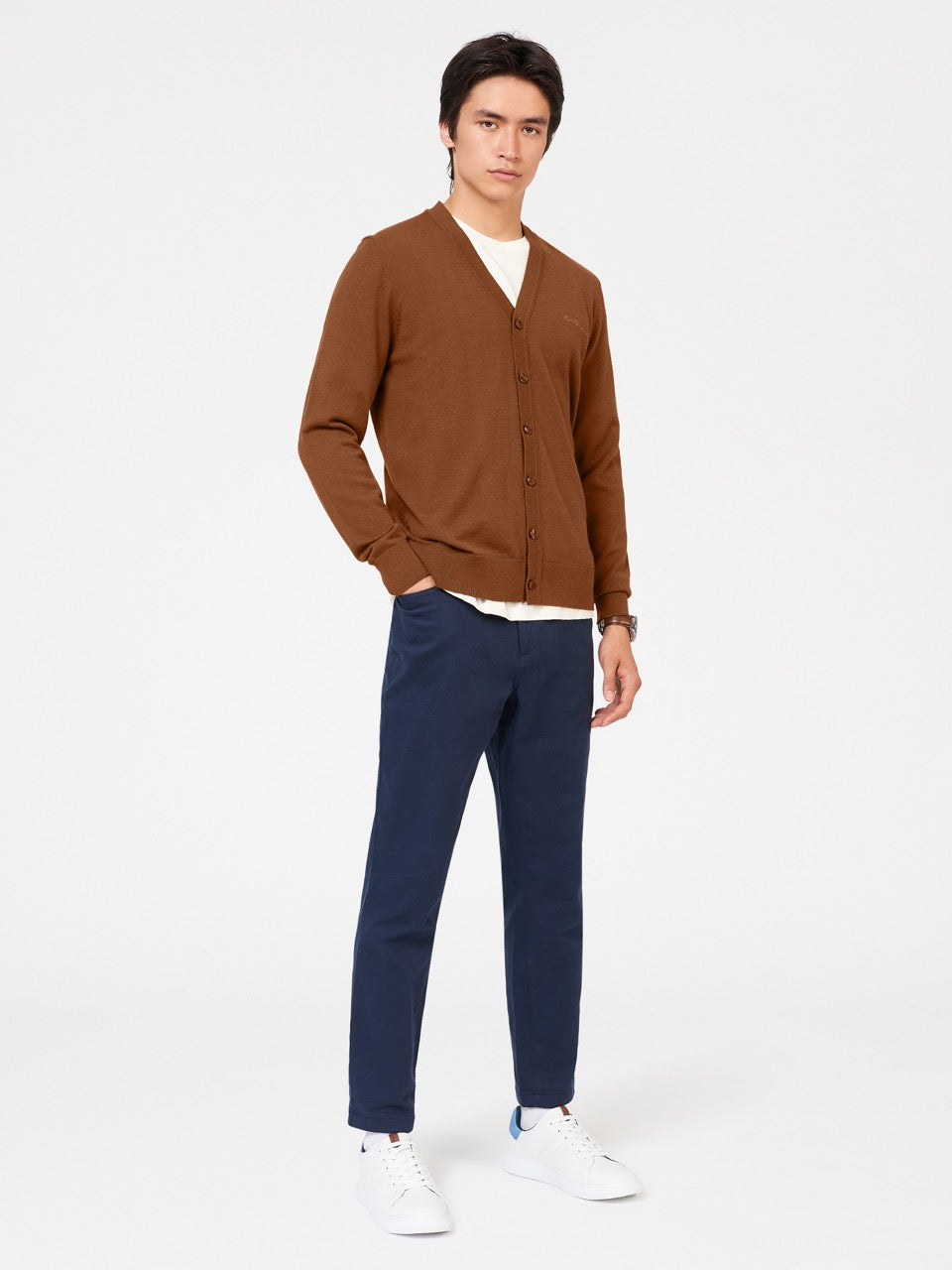 Knitwear Ben Sherman Signature Merino Cardigan Marrom | 54ZNJFHCM