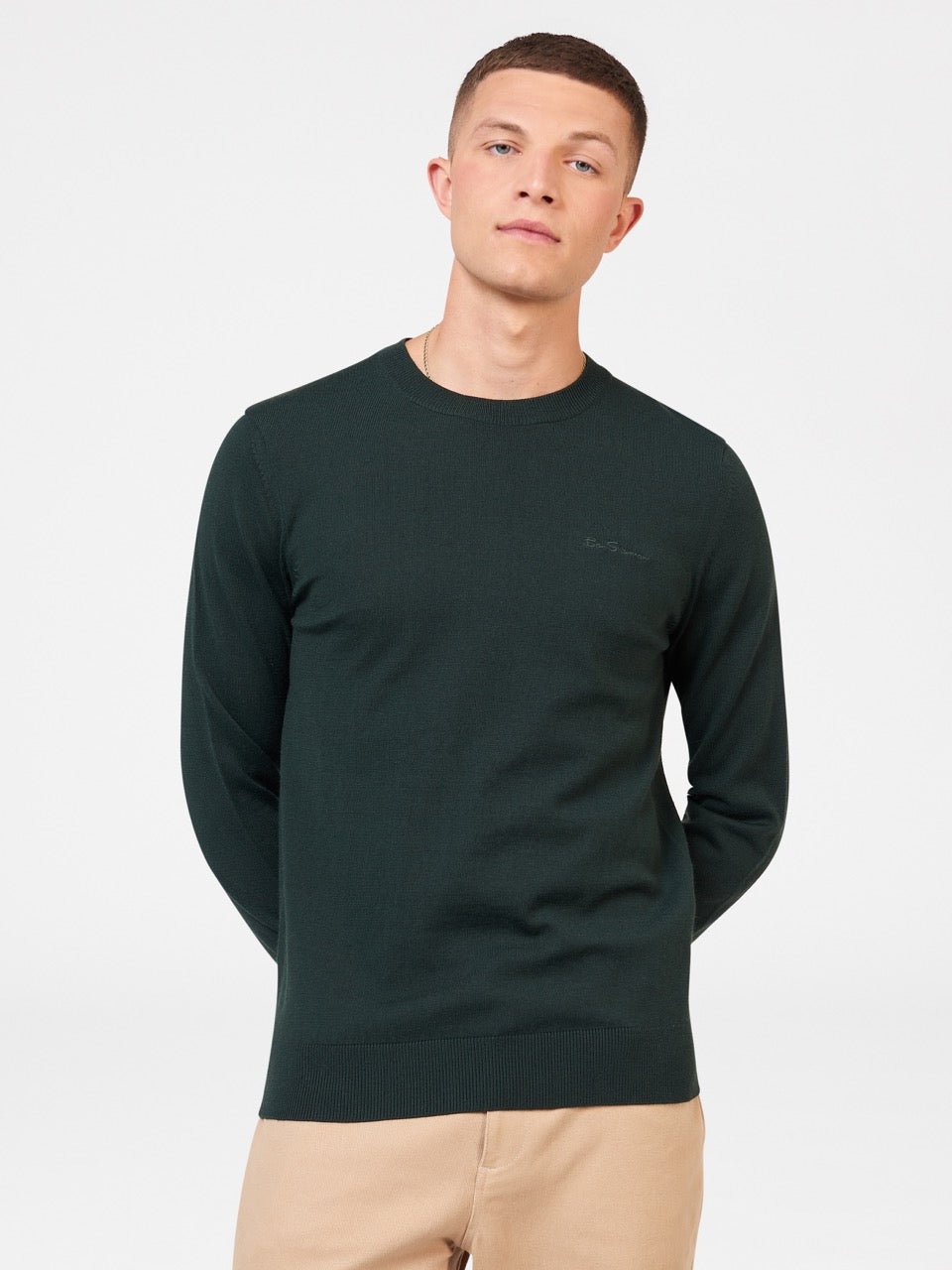 Knitwear Ben Sherman Signature Merino Crewneck Verdes Escuro | 06VUQYCRS