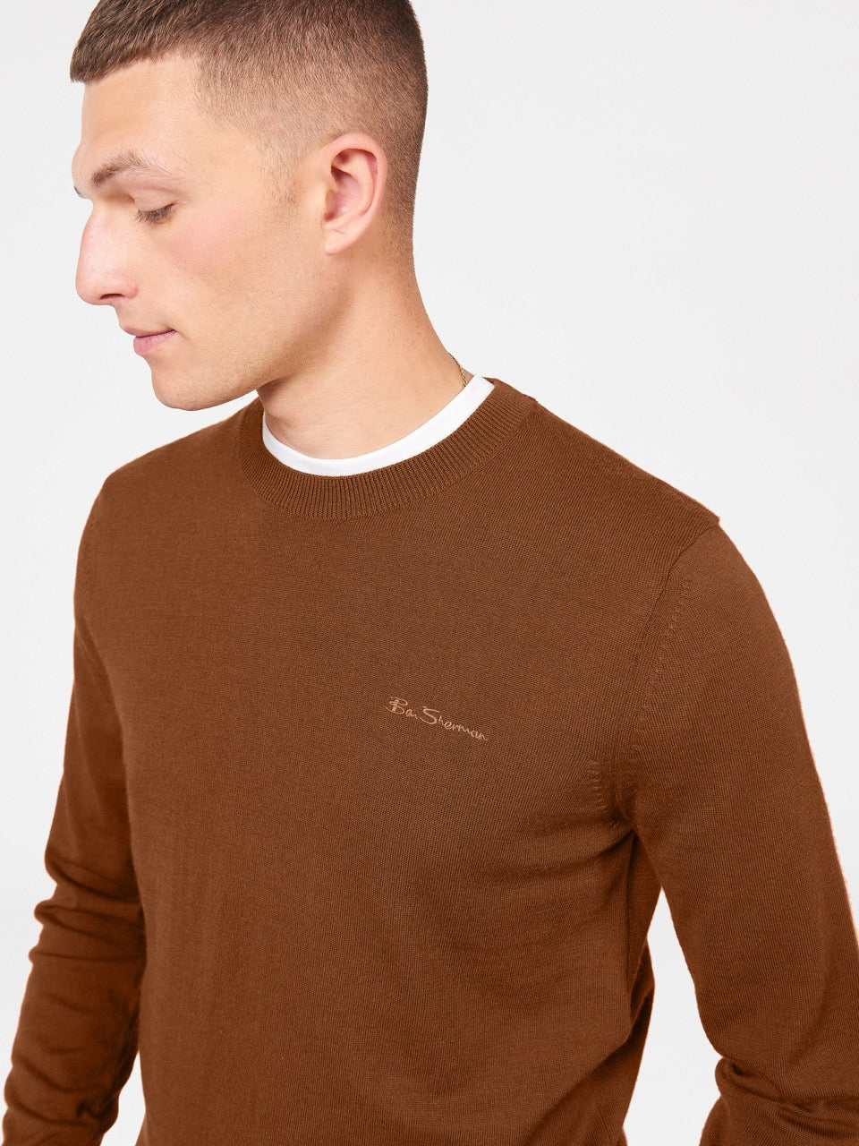 Knitwear Ben Sherman Signature Merino Crewneck Marrom | 46VUIDKXL