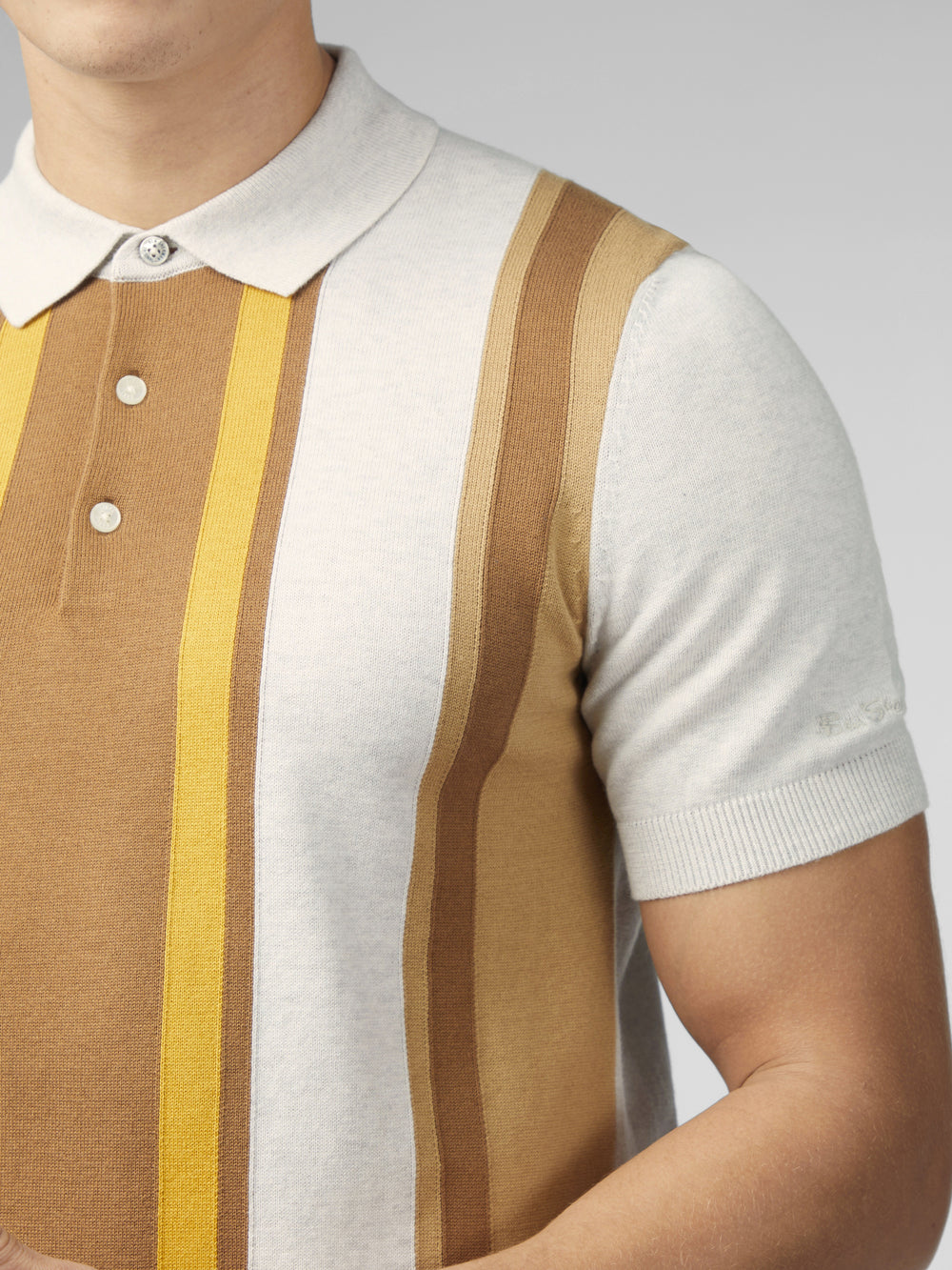 Knitwear Ben Sherman Signature Vertical Stripe Polo Branco | 63ZCXYGSB