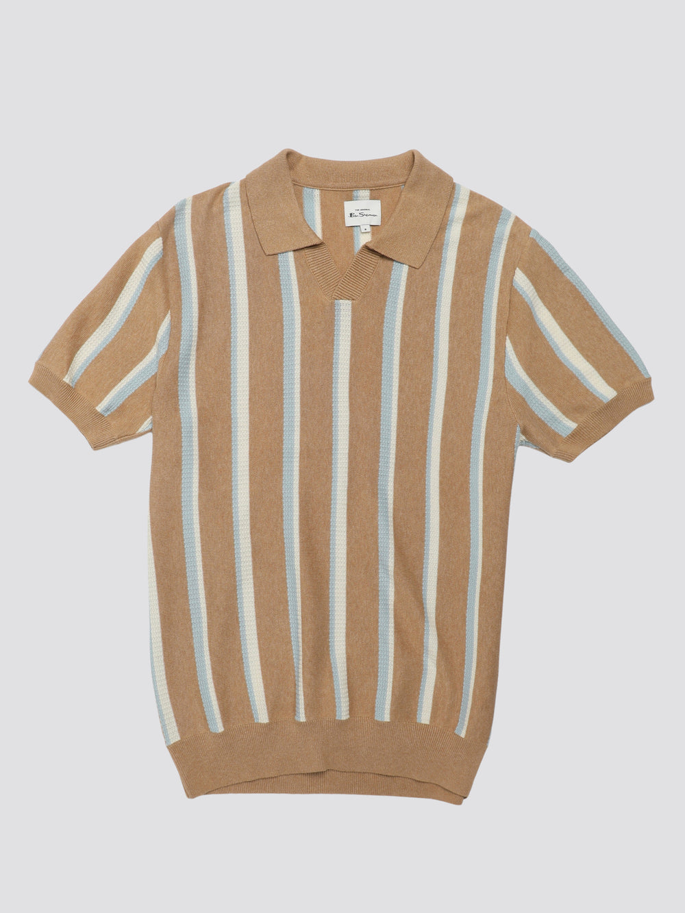 Knitwear Ben Sherman Vertical Stripe Open Neck Polo Cinzentas | 86OESHCLP