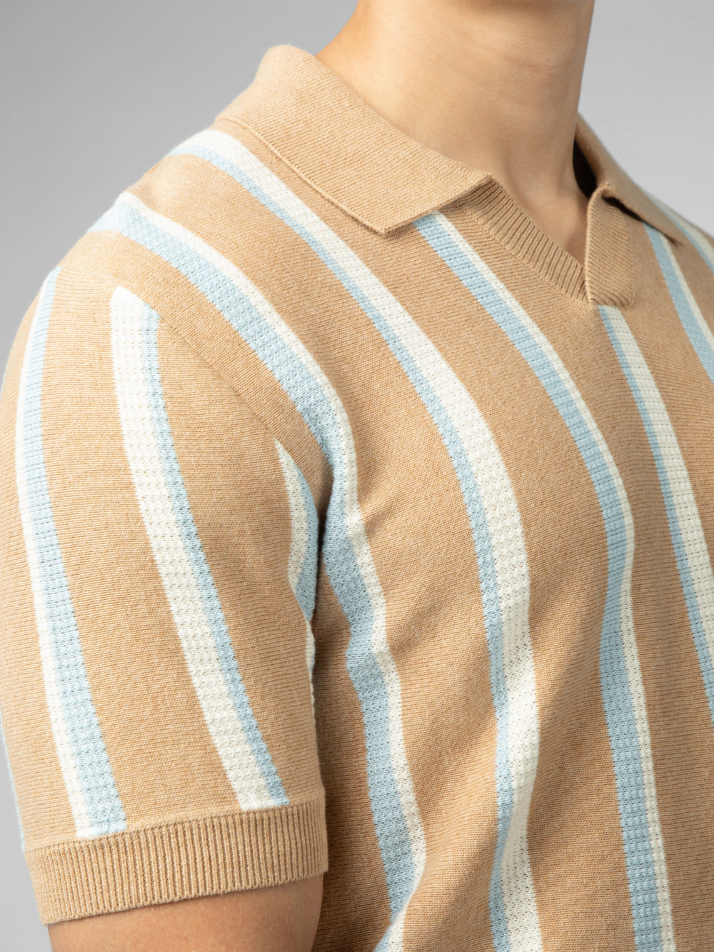 Knitwear Ben Sherman Vertical Stripe Open Neck Polo Cinzentas | 86OESHCLP