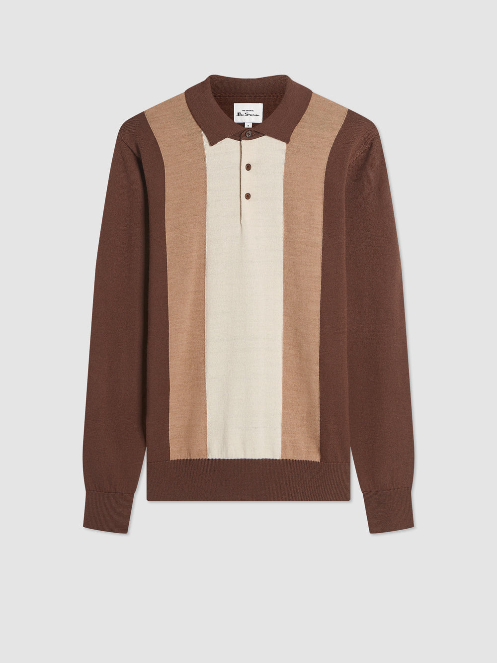 Suéteres Com Gola Polo Ben Sherman Block Stripe Merino Chocolate | 62KSZWCGJ