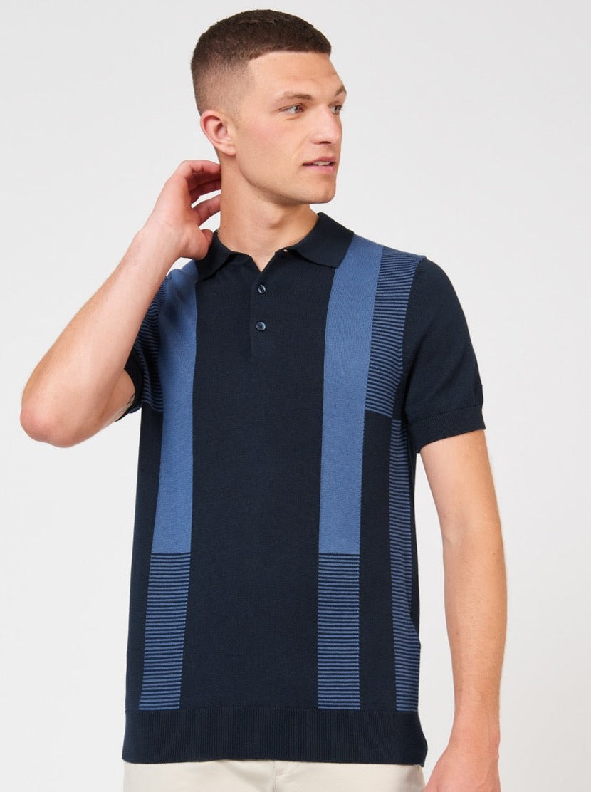 Suéteres Com Gola Polo Ben Sherman Intarsia Stripe Azul Marinho | 79OUVLCWT