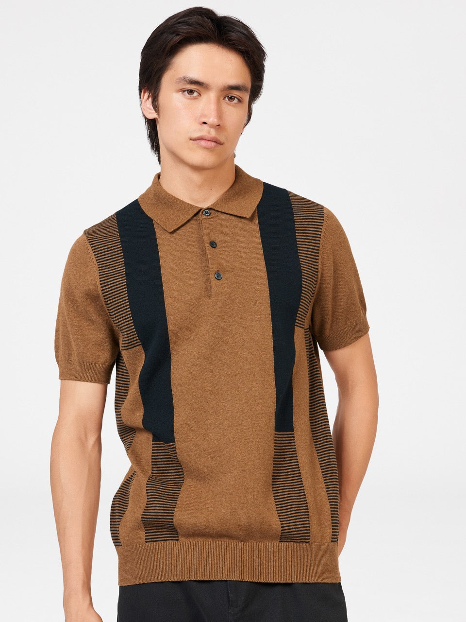 Suéteres Com Gola Polo Ben Sherman Intarsia Stripe Marrom | 14BZLICGW